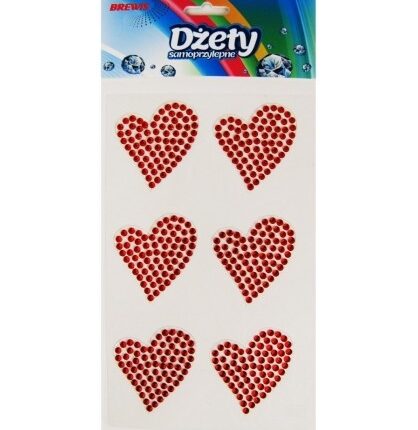 DŻETY SAMOPRZYLEPNE CZERWONE SERCA 6SZT/4CM DS55 *2734*