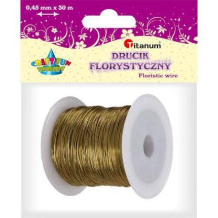 Drucik florystyczny złoty na szpuli. Wymiar 0,45mm/30m. *9340*