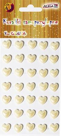 Dżety samoprzylepne białe serca 12mm x 35szt. *2428*