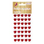 Dżety samoprzylepne czerwone serca 12mm x 35szt. *2435*