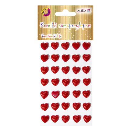Dżety samoprzylepne czerwone serca 12mm x 35szt. *2435*