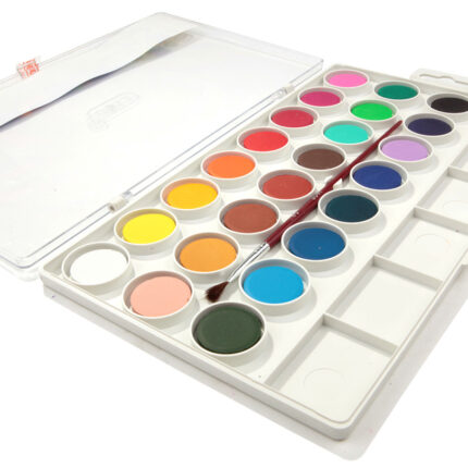 Farby akwarelowe 24 kolory krążek 22 ml z pędzelkiem Jovi *0543*