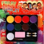 Farby do malowania twarzy i ciała 9 kolorów, gąbka, 2 aplikatory, pędzel FA009*9930*