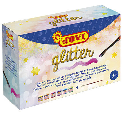 Farby plakatowa z brokatem 6 kolorów 55 ml z pędzelkiem *4761*