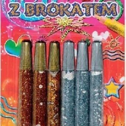Klej z brokatem srebrny i złoty 6 szt x 10 ml