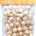 Koraliki drewniane O 14 mm, otwór O 4 mm, 80szt. *3549*