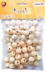 Koraliki drewniane O 14 mm, otwór O 4 mm, 80szt. *3549*