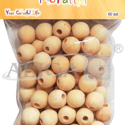 Koraliki drewniane O 18 mm, otwór O 6 mm, 60szt. *5993*