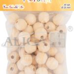 Koraliki drewniane okrągłe 20 mm, otwór 3 mm, 80szt. PJ-8306 *8306*