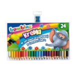 Kredki ołówkowe grube 24 kolorów z glinki kaolinowej Bambino, okrągłe.