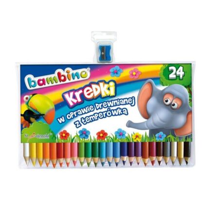 Kredki ołówkowe grube 24 kolorów z glinki kaolinowej Bambino, okrągłe.