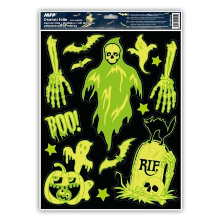 Naklejka fluorescencyjna Halloween z folii statycznej DUCH 30x42cm HA002 *0050*
