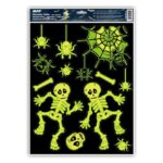 Naklejka fluorescencyjna Halloween z folii statycznej SZKIELETY 30x42cm HA002 *0050*