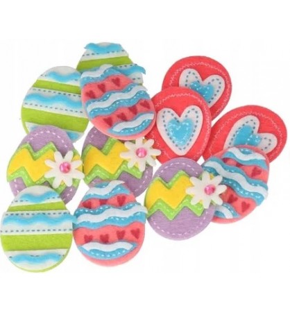 Naklejki z filcu 12szt ozdoby świąteczne jajka. Mix kolorów. *2185*