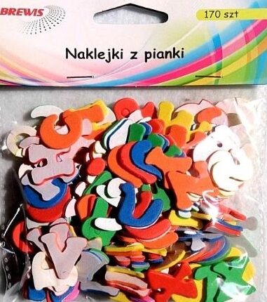 Naklejki z pianki 170szt literki i cyferki. Mix kolorów. *1669*
