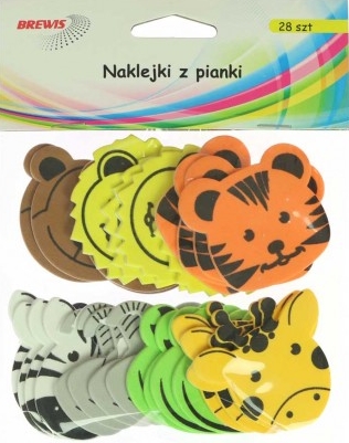 Naklejki z pianki 28szt zwierzęta. Mix kolorów. *1058*