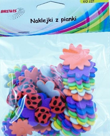 Naklejki-z-pianki-60szt-kwiatki-biedronki.-Mix-kolorow.jpg Naklejki z pianki 60szt kwiatki, biedronki. Mix kolorów - obrazek 1