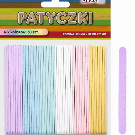 PATYCZKI PASTELOWE 6 KOLORÓW 60SZT 114x10x2mm PK-4901