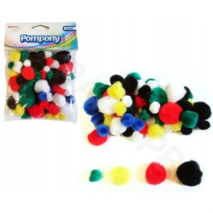 POMPONY 78szt MIX kolorów i rozmiarów (10,15,20,25mm) POM01*0211*