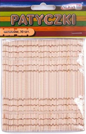 Patyczki kreatywne drewniane konstrukcyjne, naturalne, płaskie 50szt/114x10x2mm.