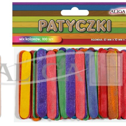Patyczki kreatywne drewniane, płaskie 100szt 2x10x65mm. *0074*