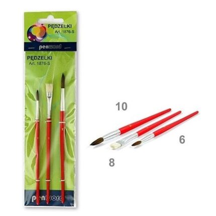 Pędzle 3 szt. Rozmiar 6, 10 okrągły, 8 płaski. *3813*