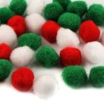 Pompony dekoracyjne 100 szt rozmiar: 10 mm mix kolorów biały, czerwony, zielony POM42*04653*