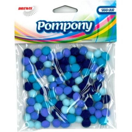 Pompony dekoracyjne mix niebieski 100szt/10mm *4288*