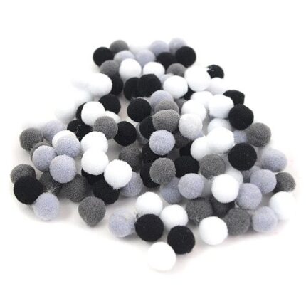 Pompony dekoracyjne mix szary 100szt/10mm *4295*
