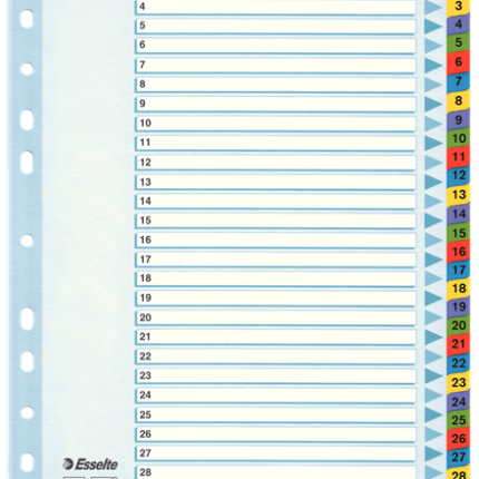 Przekładki kartonowe MYLAR A4 1-31 100164 białe ESSELTE*1367*