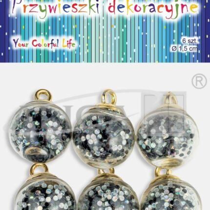 Przywieszki dekoracyjne czarne 1,5cm/6szt ZWD-0477 *0477*