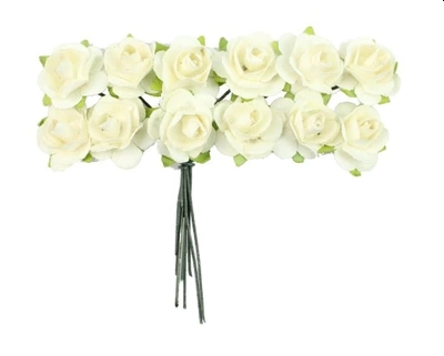 Różyczki papierowa 12szt kremowe *8972*