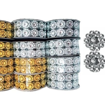 Taśma cyrkoniowa KWIATEK 2-rzędowa. Srebrna lub złota *3305*