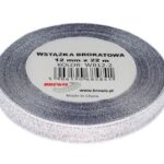 Wstążka brokatowa 12mmx22m WB12-2 srebrna *5841*