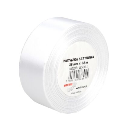 Wstążka satynowa biała 38mm/32m. *4617*