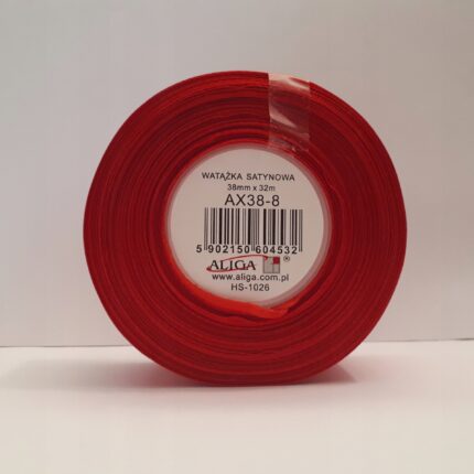 Wstążka satynowa czerwona 38mm/32m. *4655*