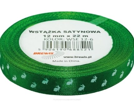 Wstążka satynowa ozdobna zajączki 12mm/22m. *8521*
