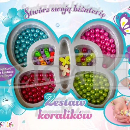 Zestaw koralików ok. 150szt, żyłka 120cm, pud.27x19,5x2,5cm PJ-1961*1961*