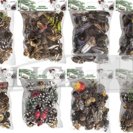 Zestaw świąteczny 120g szyszki naturalne. Mix 8 zestawów *7126*