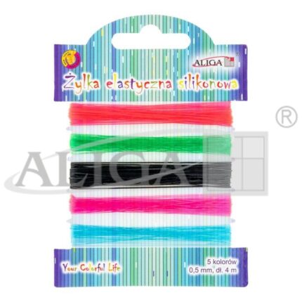 Żyłka elastyczna silikonowa mix 5 kolorów 0,5mmx4m DA-7406*7406*