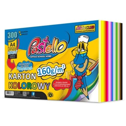 Karton A4 160g 300 arkuszy mix 20 kolorów po 15 kartek *3856*