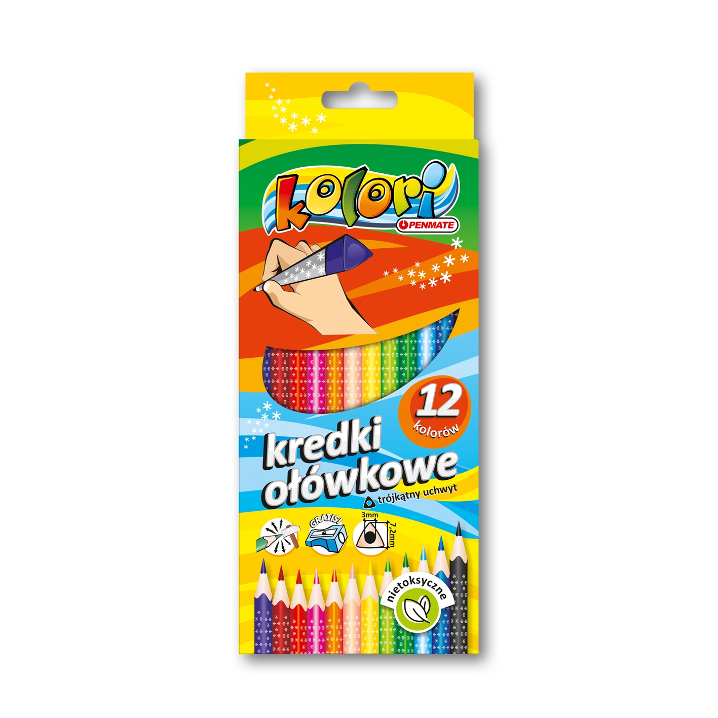 Kredki-olowkowe-12-kolorow-trojkatne-z-temperowka-64631.jpg Kredki ołówkowe 12 kolorów trójkątne z temperówką *6463* - obrazek 1