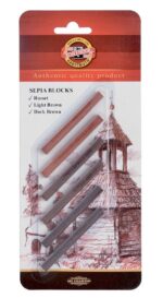 PROMO Zestaw 6 szt kwadratowych sztyftów w 3 odcieniach sepii *7426*