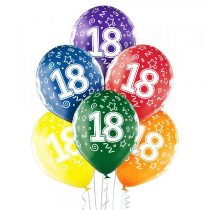 Balony 18 Urodziny nadruk mix kolorów 6szt./30cm BN06-405 *0201*
