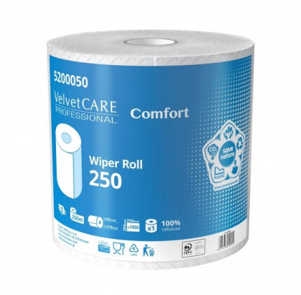 CZYŚCIWO PRZEMYSŁOWE VELVET PROFESSIONAL, 2-WARSTWOWE, 1000 LISTKÓW, 250M, 1SZT., BIAŁE*9951*