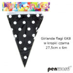 GIRLANDA FLAGI GK8 W KROPKI CZARNA 27,5cmx6m *1909*
