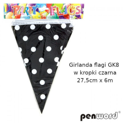 GIRLANDA FLAGI GK8 W KROPKI CZARNA 27,5cmx6m *1909*
