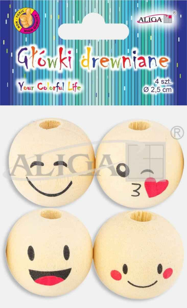 GŁÓWKI DREWNIANE OP. 4 sz MIX 2,5 cm PGJ0293*0293*