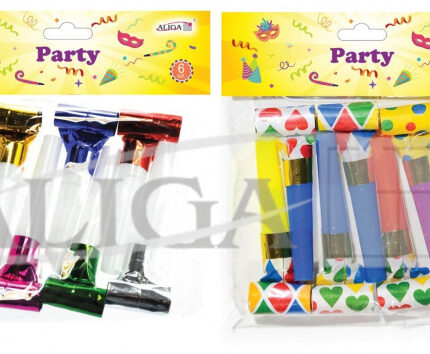 Gwizdek papierowy i metalizowany Party mix kolorów 6szt *8652*