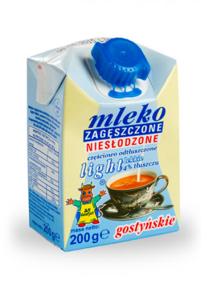 Mleko GOSTYŃ 4% zagęszczone niesłodzone LIGHT 200g*1121*